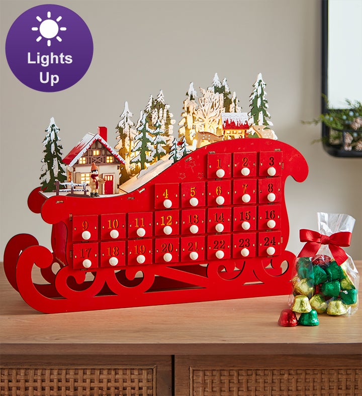 Snowy Village Advent Calendar With Chocolate