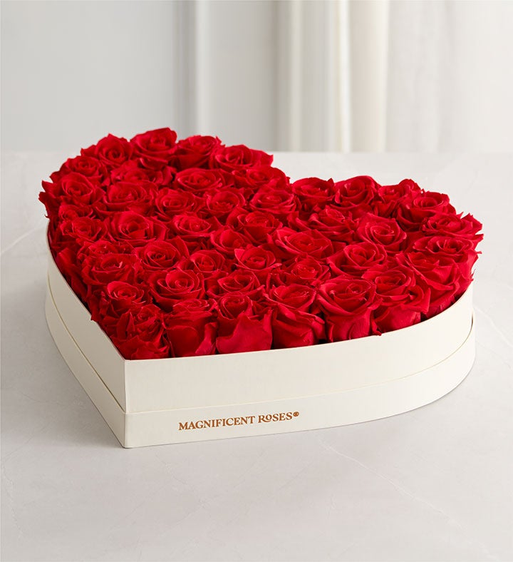 Magnificent Roses® Premier Preserved Luxury Heart with Godiva®