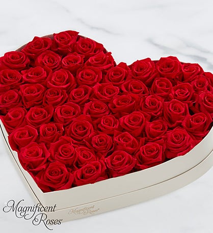 Magnificent Roses® Premier Preserved Luxury Heart with Godiva®
