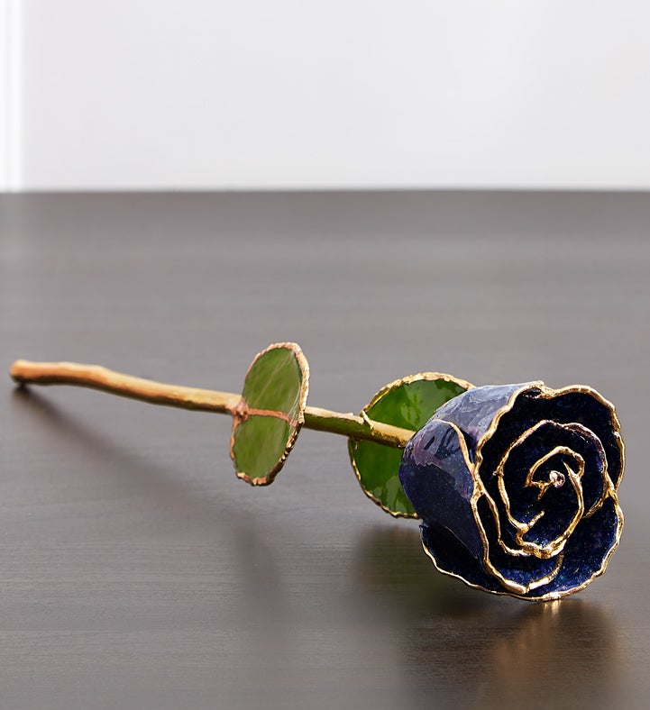 Preserved Black Glitter 24K Gold Rose