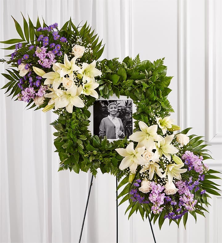 Cherished Remembrance™ Wreath - Lavender & White