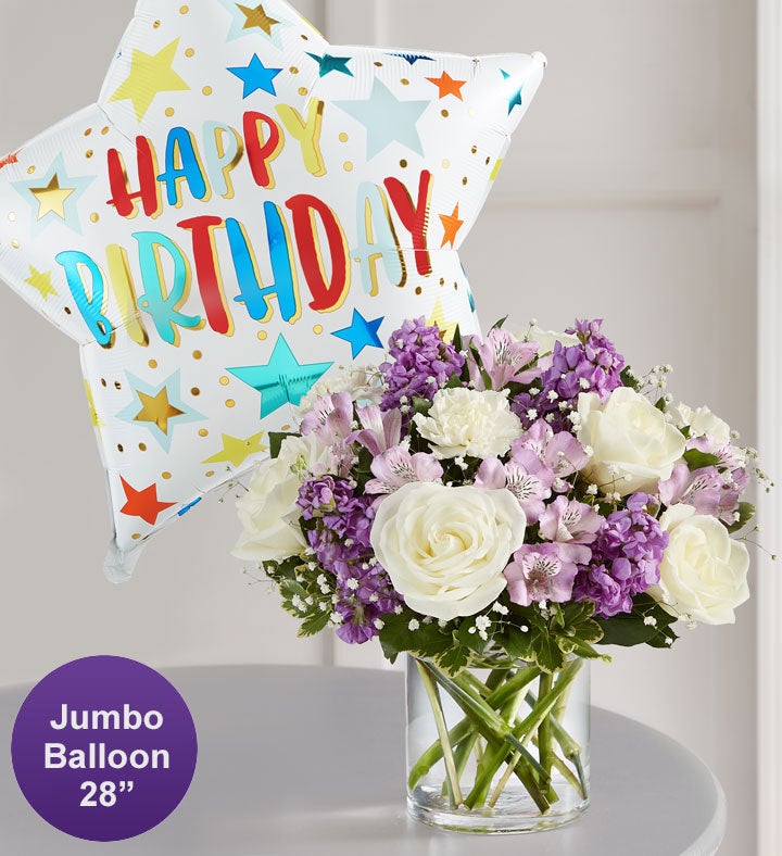 Lovely Lavender Medley™ with Jumbo Birthday Balloon