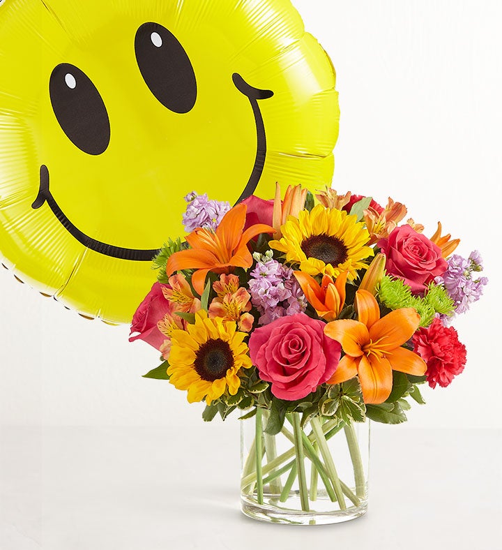 Floral Embrace™ with Jumbo Smile Balloon