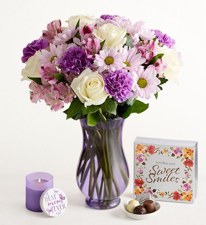 Lavender Garden Bouquet with Chocolate