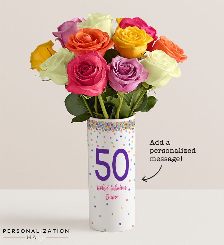 Milestone Celebrations Bouquet with Personalized Vase