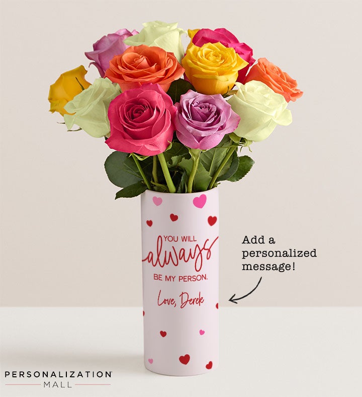 Always Be My Person Bouquet with Personalized Vase