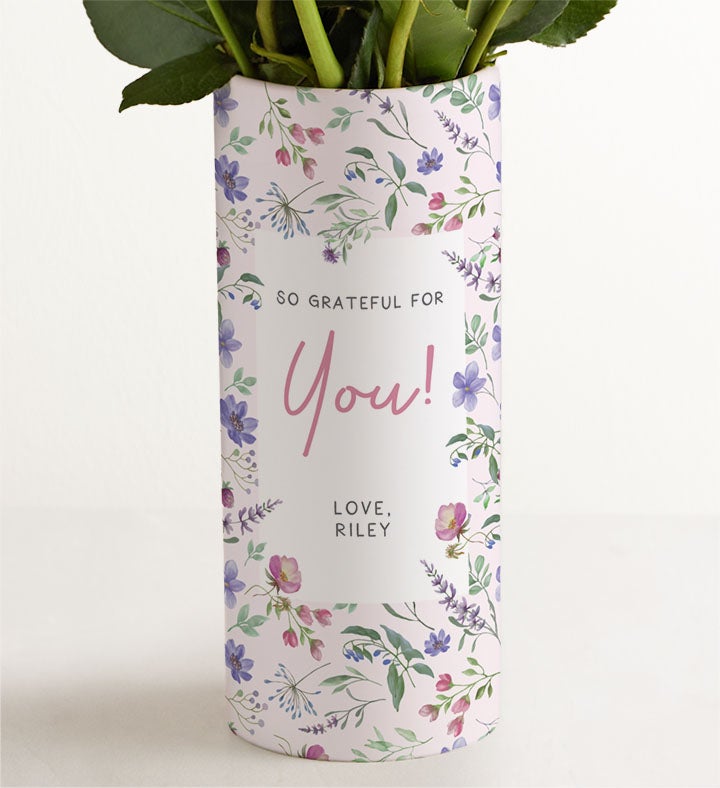 So Grateful for You Bouquet with Personalized Vase