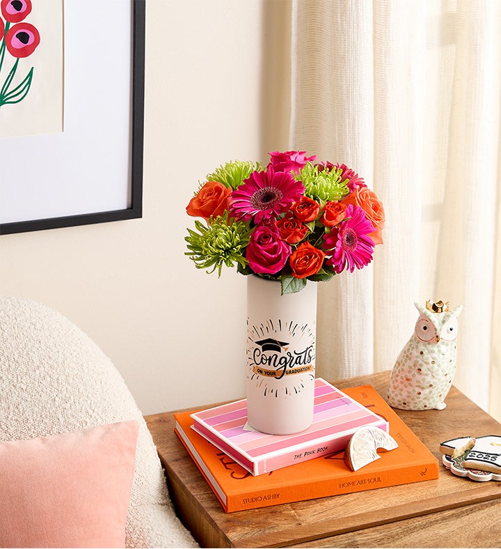 Vibrant Blooms Bouquet with The Future is Yours Vase