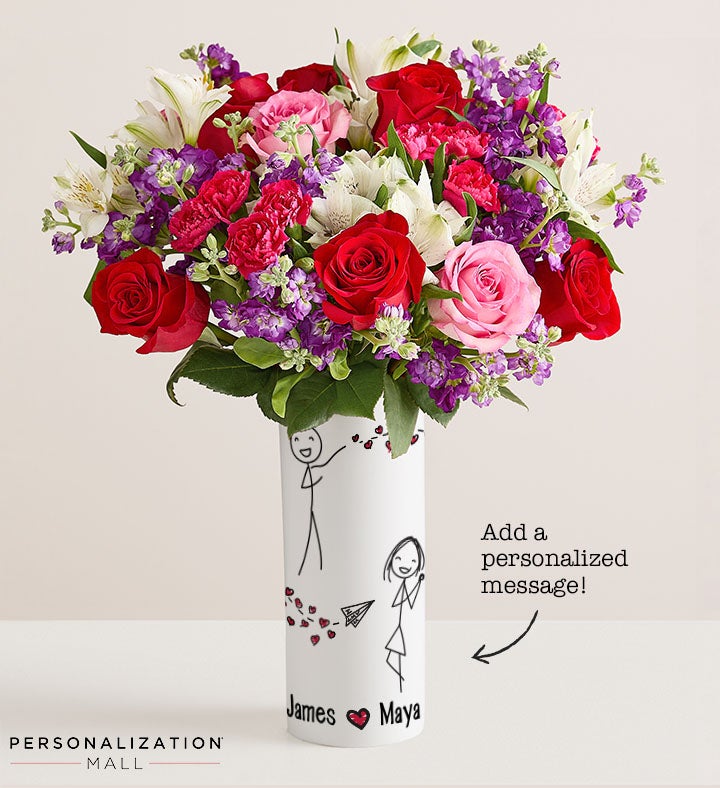 Sending Love Bouquet with Personalized Vase