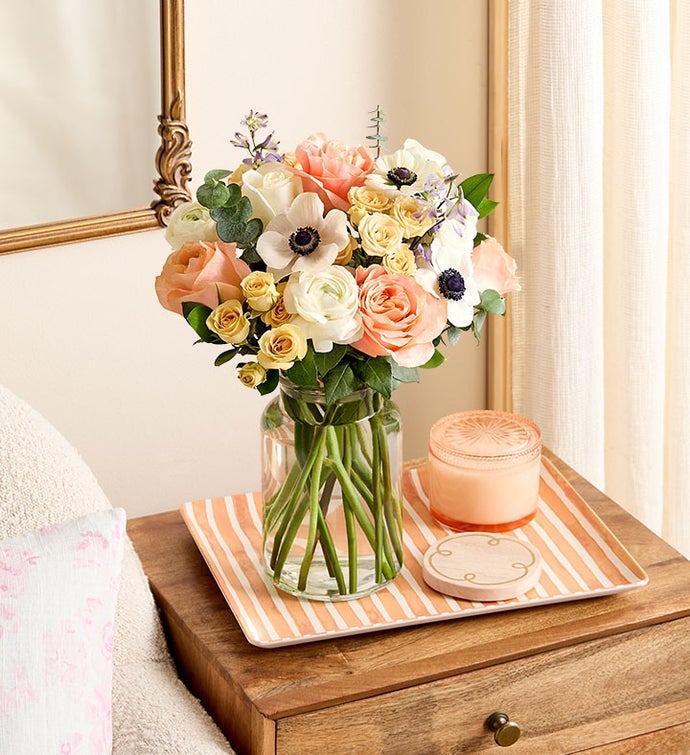 Peach Blossom Garden Rose Bouquet