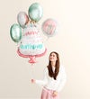 Elegant Blush™ Bouquet with Happy Birthday Balloon Bouquet