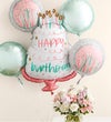 Elegant Blush™ Bouquet with Happy Birthday Balloon Bouquet