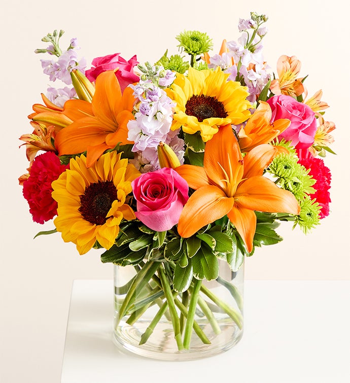 Floral Embrace™ with Number 40 Balloons