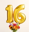 Floral Embrace™ with Number 16 Balloons