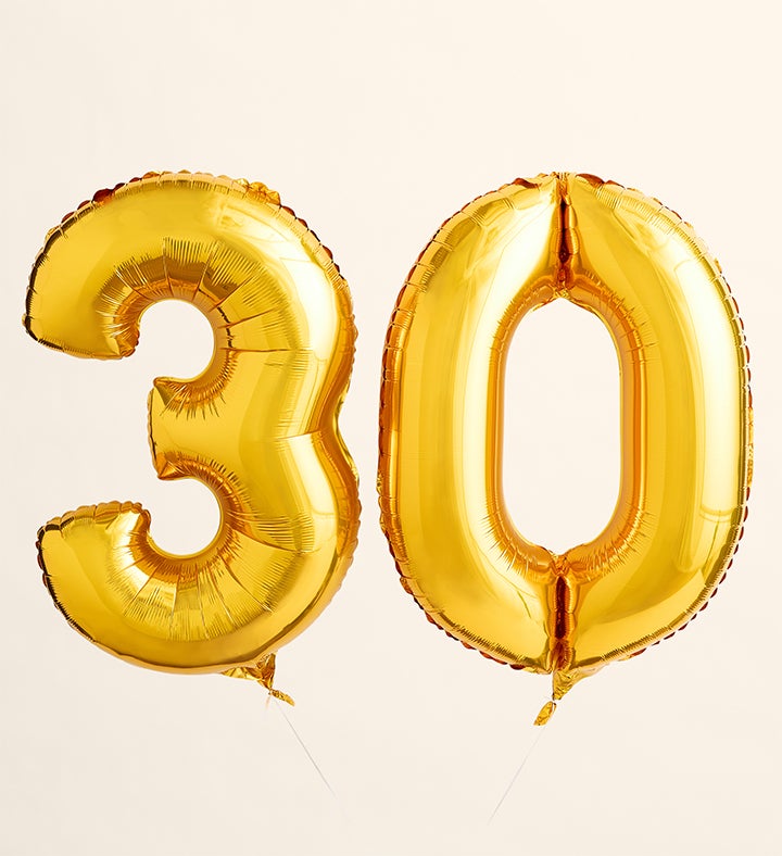 Floral Embrace™ with Number 30 Balloons