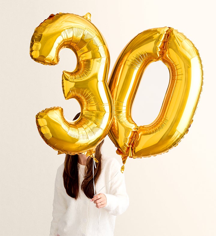 Floral Embrace™ with Number 30 Balloons