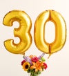 Floral Embrace™ with Number 30 Balloons