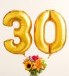 Floral Embrace™ with Number 30 Balloons