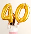 Floral Embrace™ with Number 40 Balloons