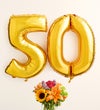 Floral Embrace™ with Number 50 Balloons