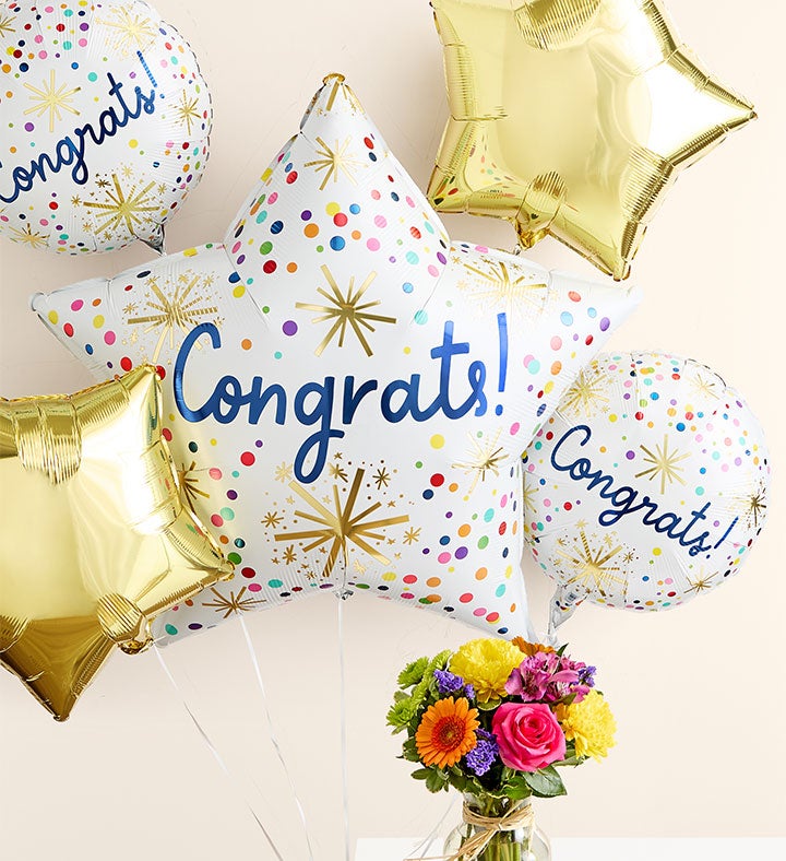 Fields of Europe® Celebration with Congrats Balloon Bouquet