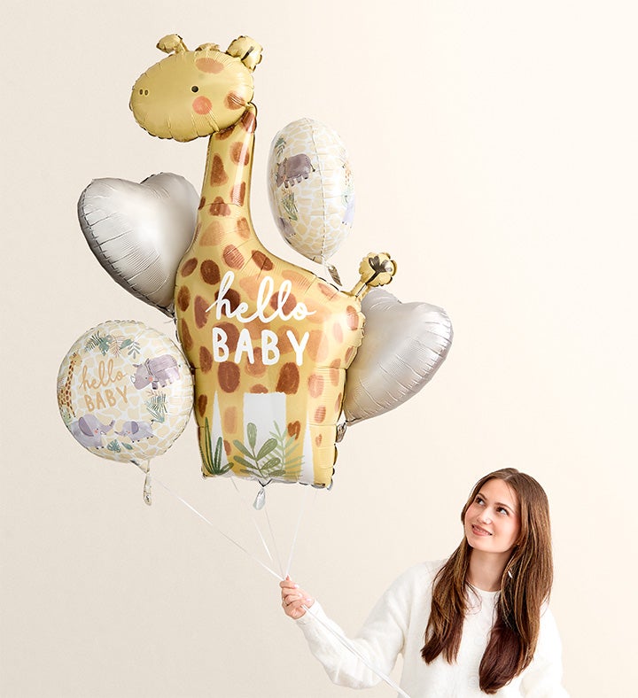 Sweet Baby Girl™ Arrangement with Hello Baby Balloon Bouquet