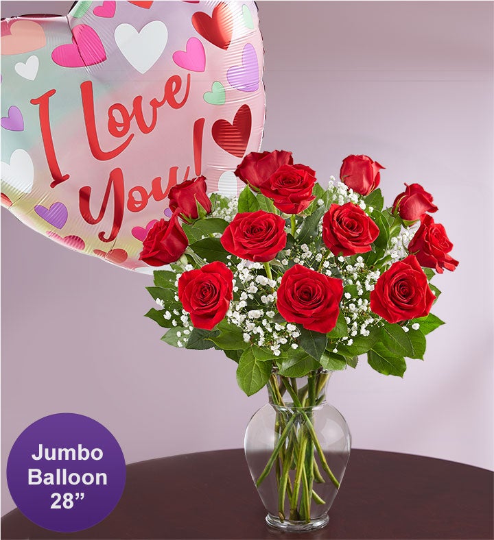 • . ローズ ꪆৎ ˚ Rose Elegance™ Premium Roses with Jumbo Love Mylar