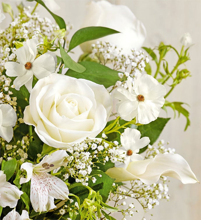 White Roses & Babies Breath Bouquet