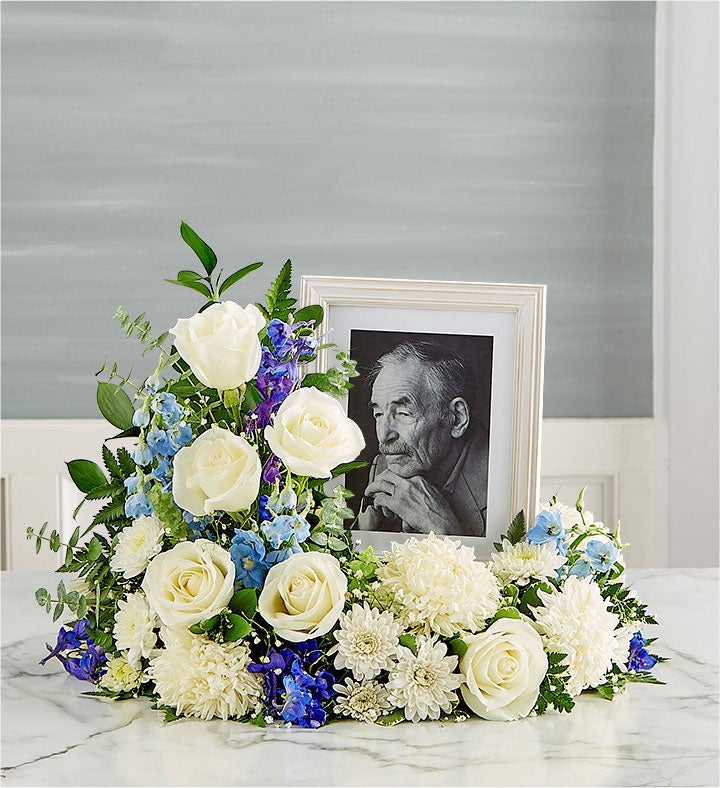 Cremation Wreath  Blue and White