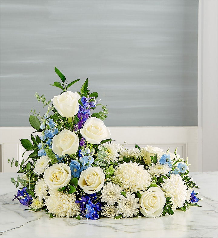 Cremation Wreath  Blue and White