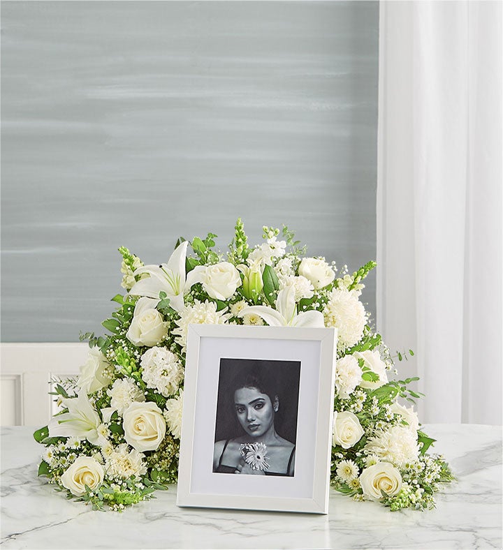 Crescent Cremation Arrangement- All White