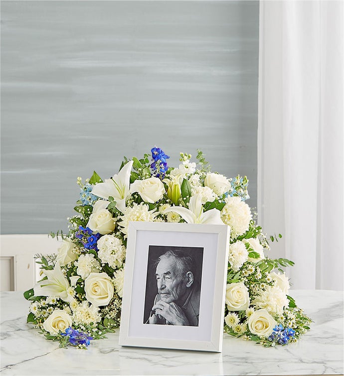 Crescent Cremation Arrangement- Blue and White