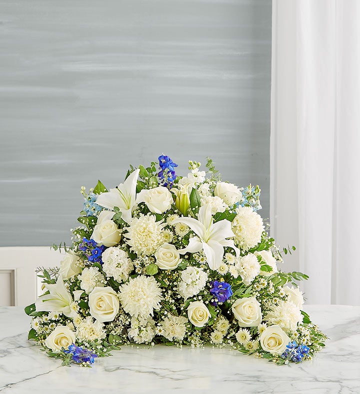Crescent Cremation Arrangement  Blue and White