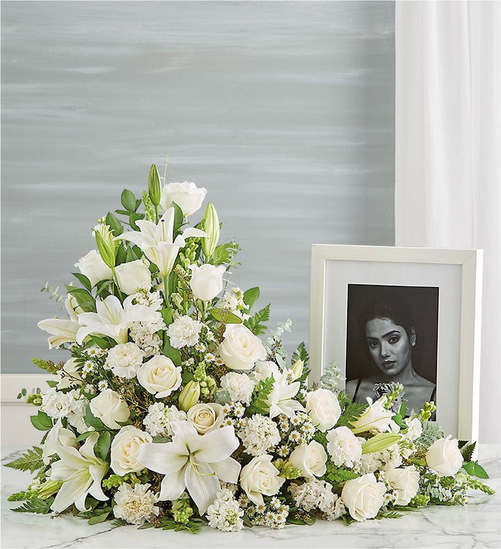 Asymetrical Cremation Arrangement- All White