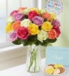 Happy Birthday Assorted Roses & Cheryl's Cookies