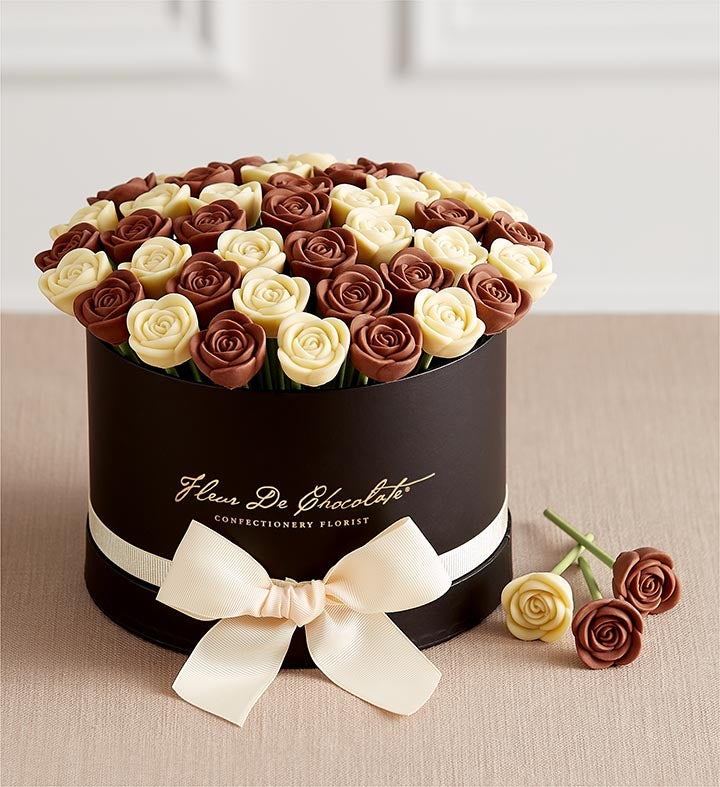 Fleur De Chocolate® Belgian Chocolate Roses   Classic Milk & White