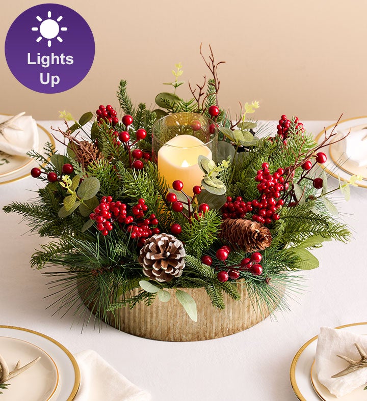 Rustic Eucalyptus & Berry Centerpiece