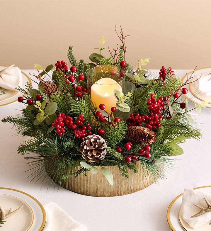 Rustic Eucalyptus & Berry Centerpiece