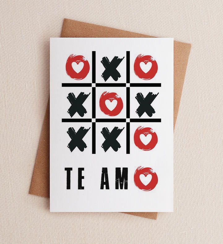 Te Amo Tick Tack Toe  Anniversary Greeting Card