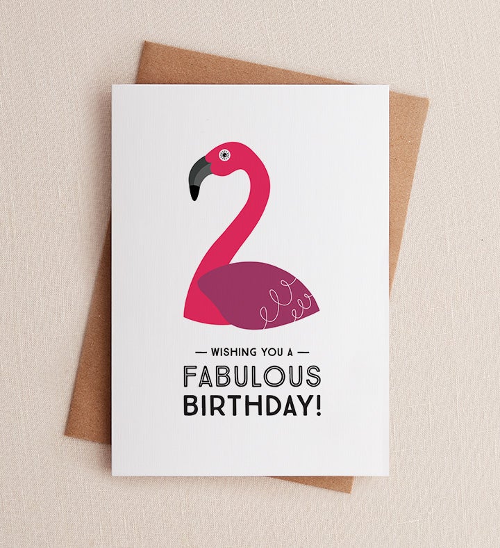 Birthday Flamingo Birthday Greeting Card