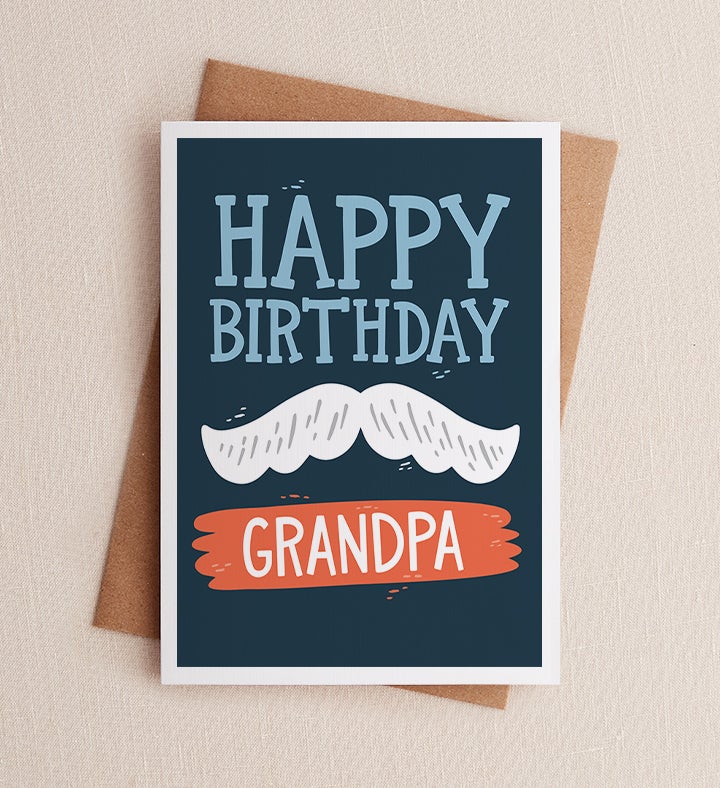 Grandpa Mustache Birthday Greeting Card