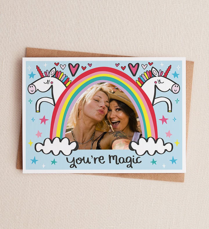 Unicorn Believe Photo Birthday Greeting Card