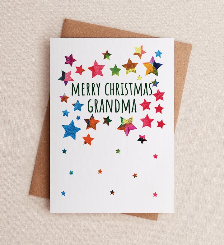 Merry Stars Grandma Christmas Greeting Card