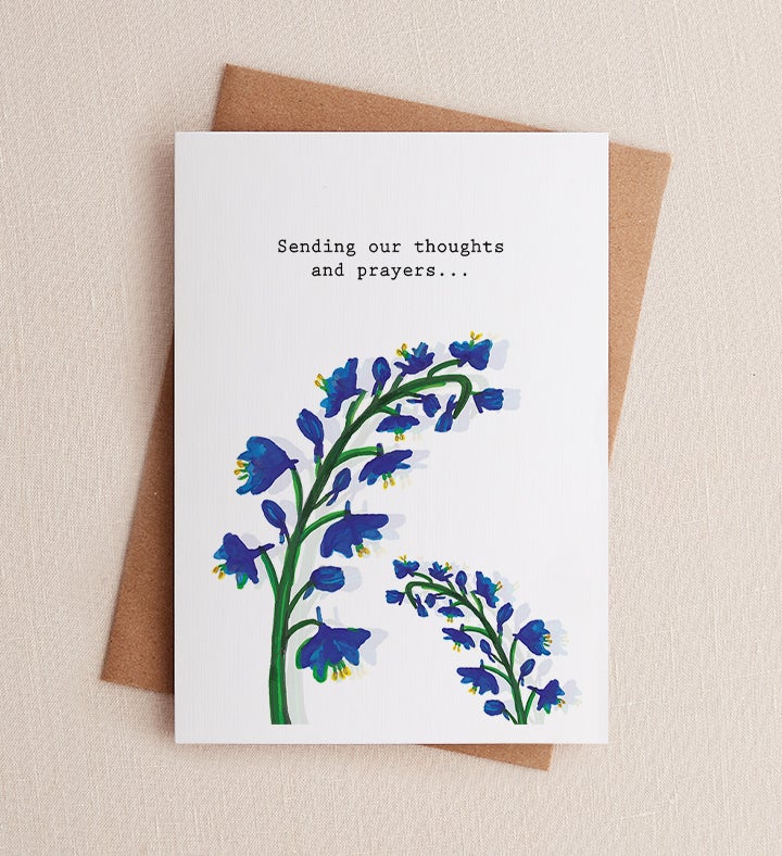 Our Thoughts Delphinum Symathy Greeting Card