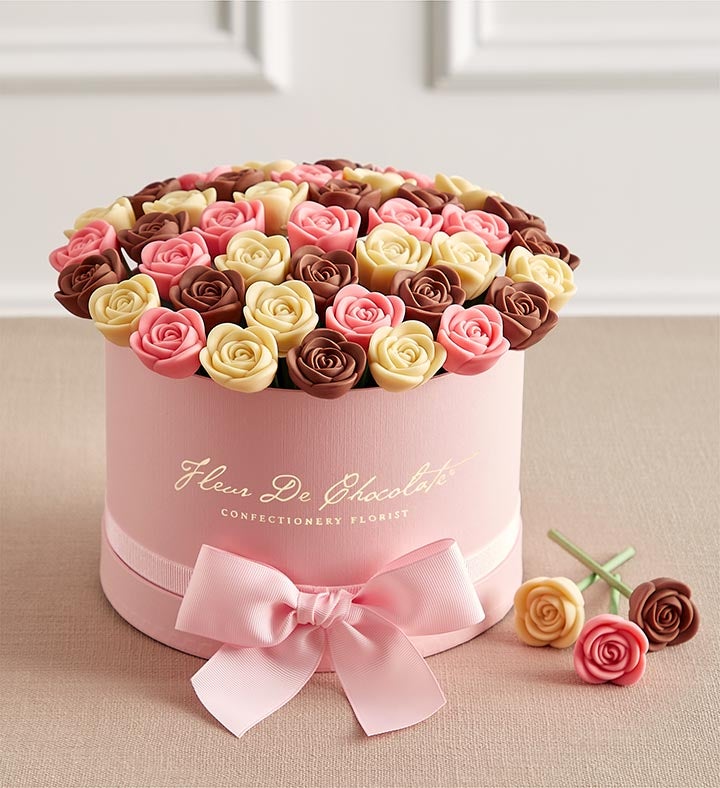 Fleur De Chocolate® Belgian Chocolate Roses – Perfectly Pink