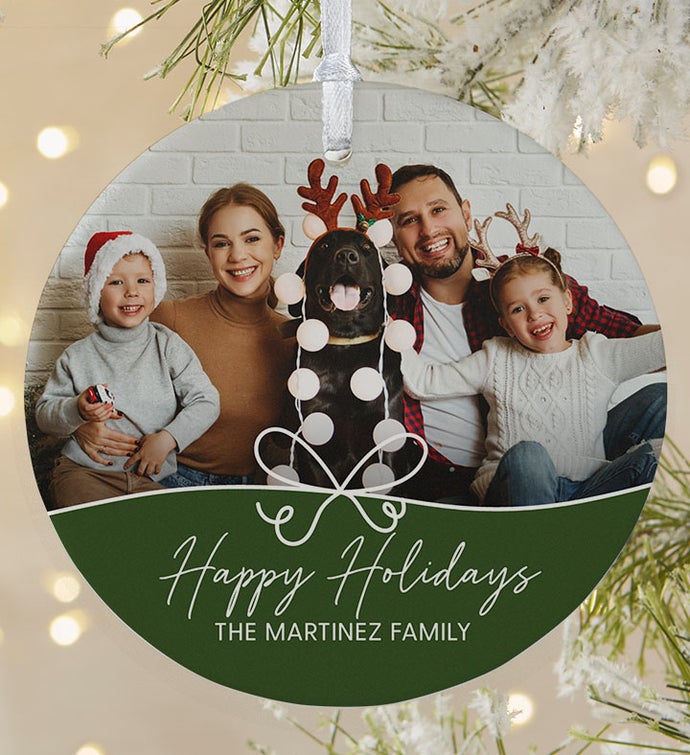 Merry Bouquet with Personalized Photo Ornament