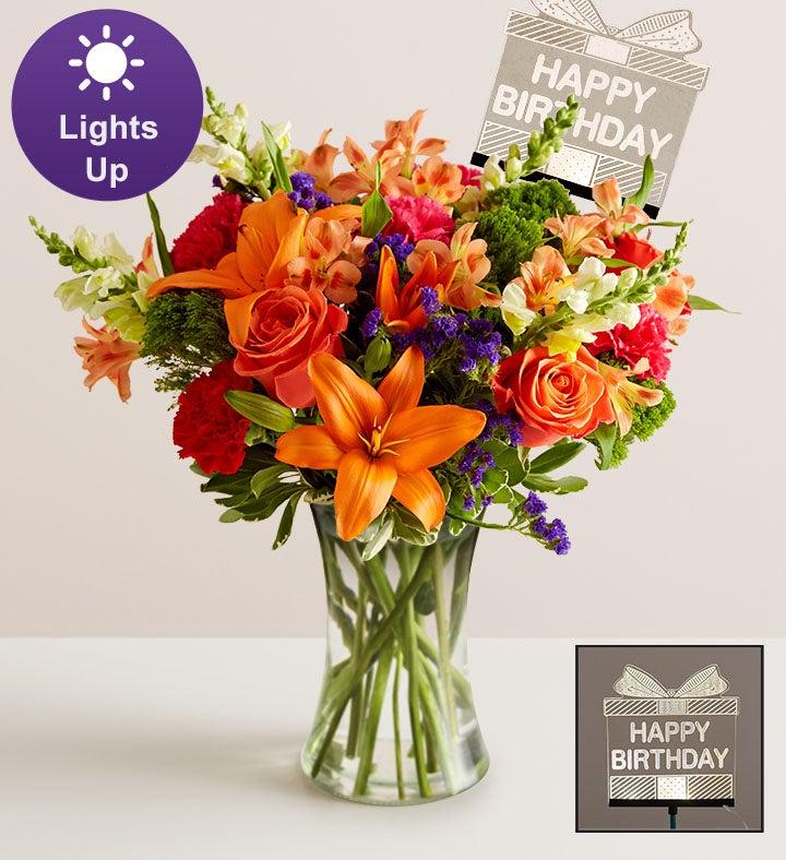Vibrant Floral Medley™ with Happy Birthday LED Pick Vibrant Floral Medley™ with Happy Birthday LED Pick