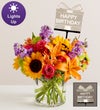 Floral Embrace™ with Happy Birthday LED Pick