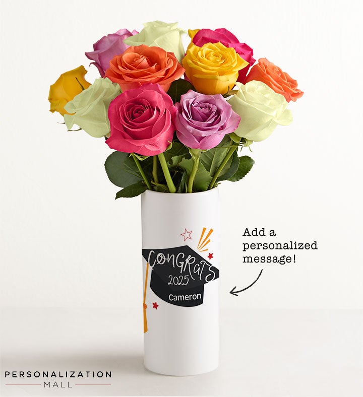 Congrats Grad Bouquet with Personalized Vase
