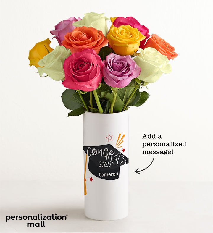 Congrats Grad Bouquet with Personalized Vase